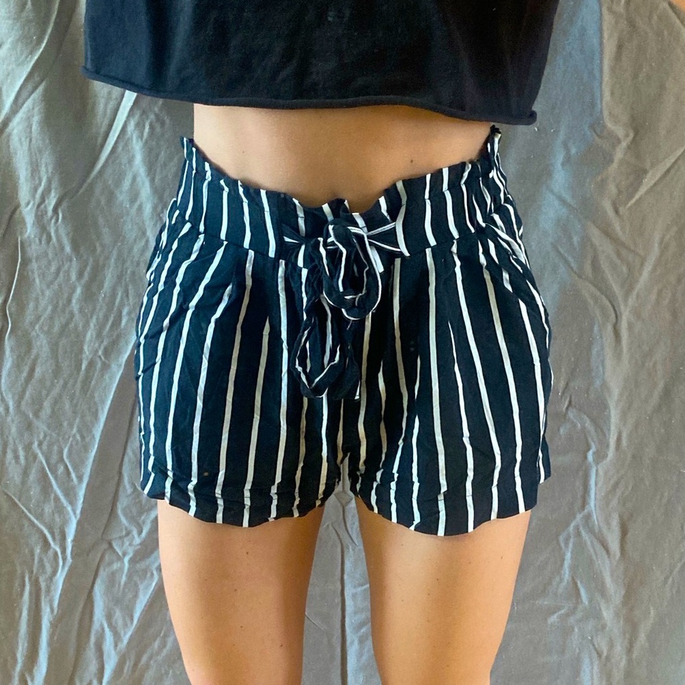 really soft and cute black shorts with white stripes